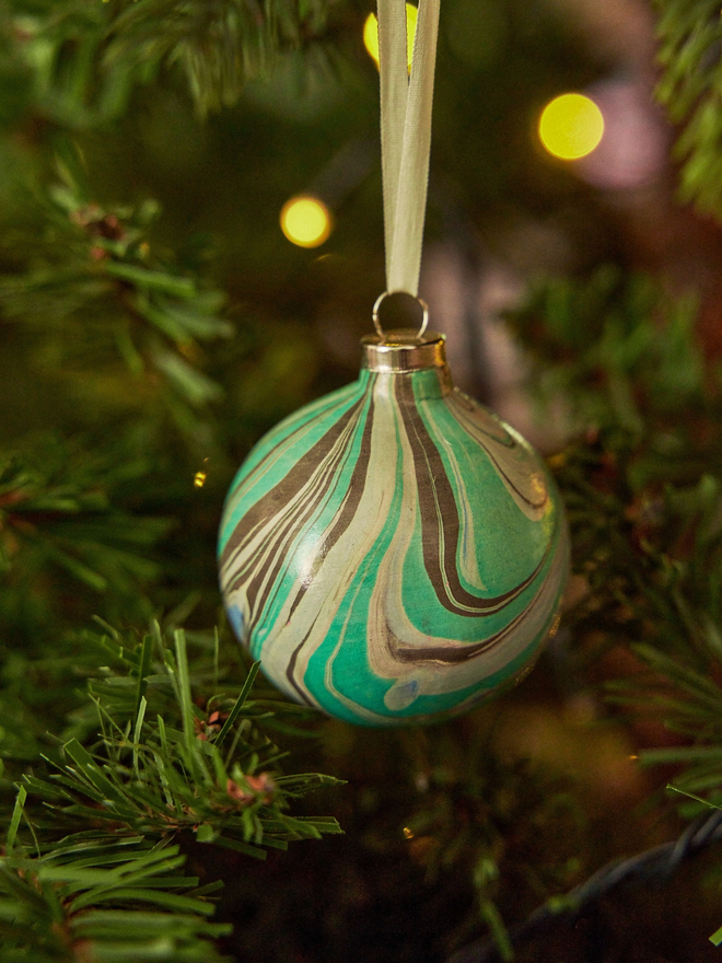 Hand marbled bauble