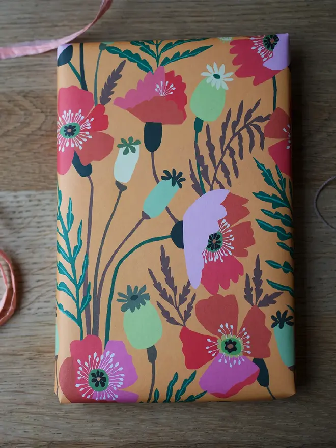 brie harrison poppies gift wrap
