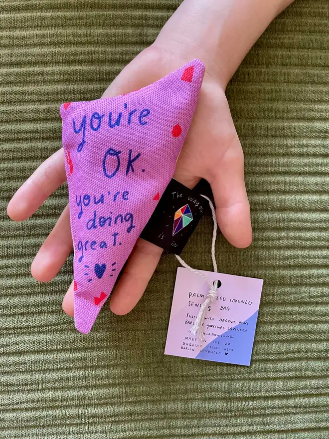 Purple sensory bag, a little reminder and a little grounding device.