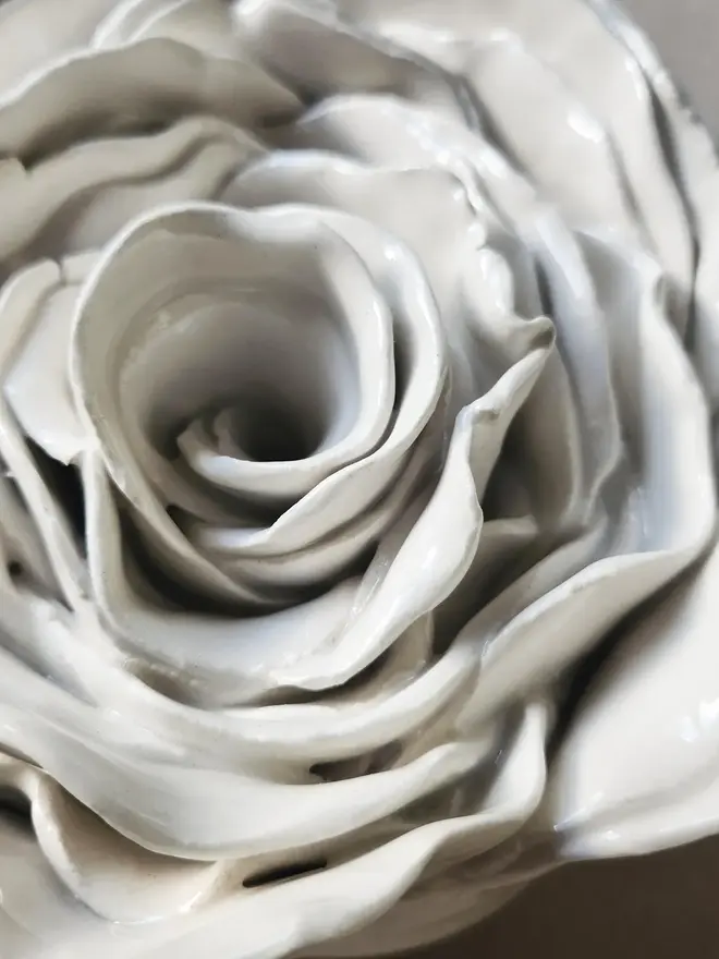 white ceramic rose flower for wall pottery art gift ideas anniversary wedding 