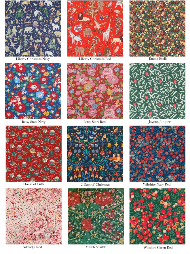 Liberty prints for red linen striped gift sack