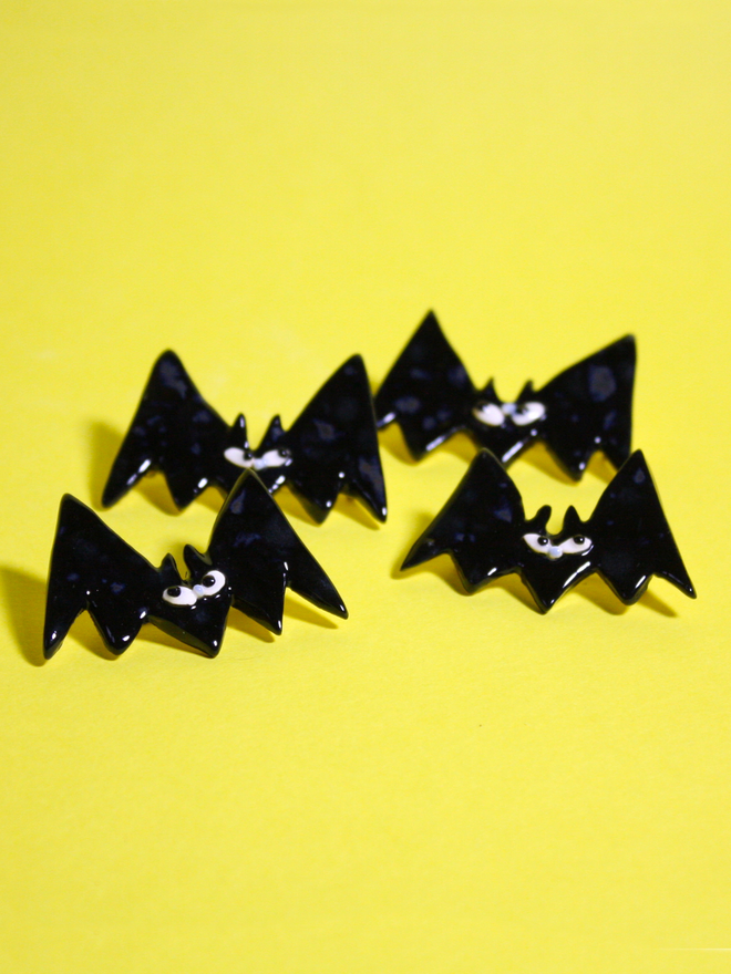 Ceramic Halloween Bat Brooch