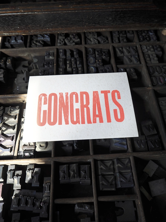 Congrats - Letterpress Greetings Card