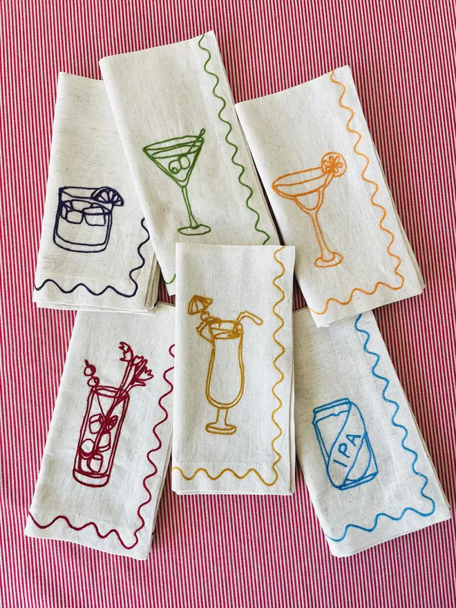 Embroidered Cocktail Napkins (Set Of 6)