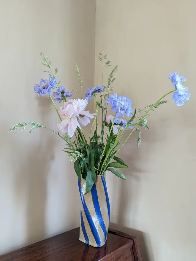 Blue Stripe Twist Vase