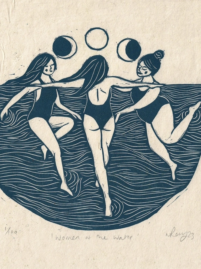 Women Of The Water Linoprint