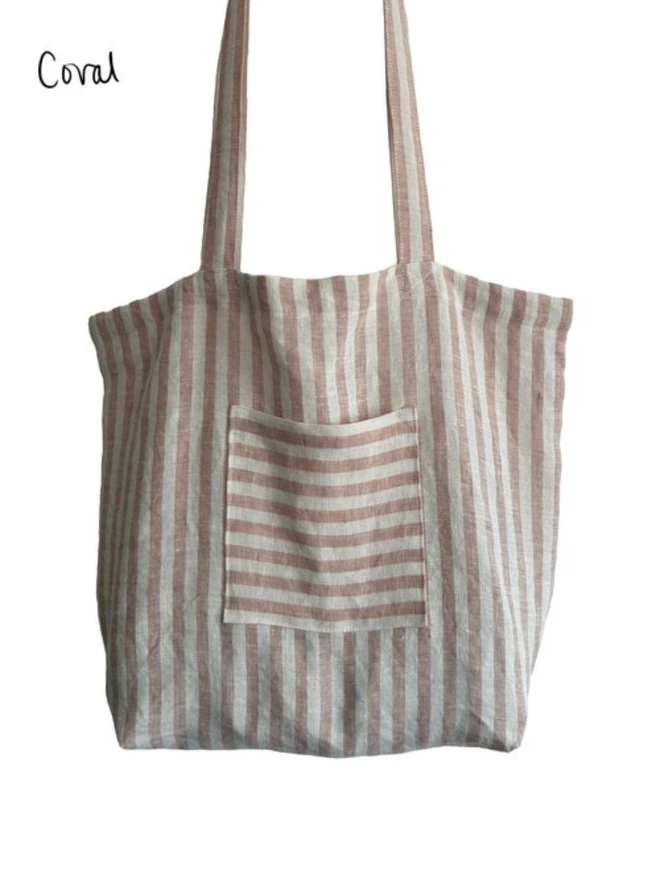 Striped Linen Beach Bag