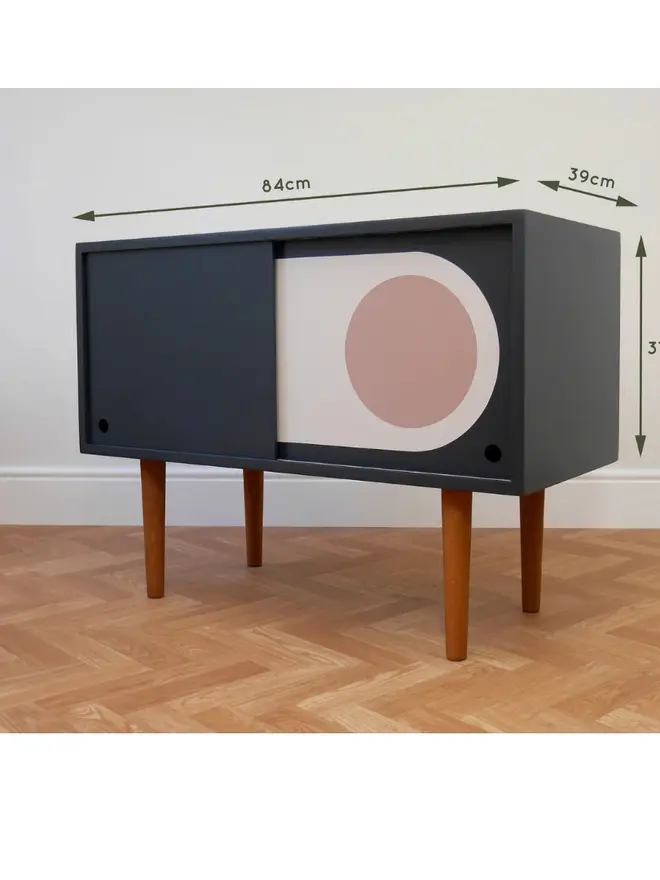 Mid Century Navy Vinyl Storage With Retro Pattern