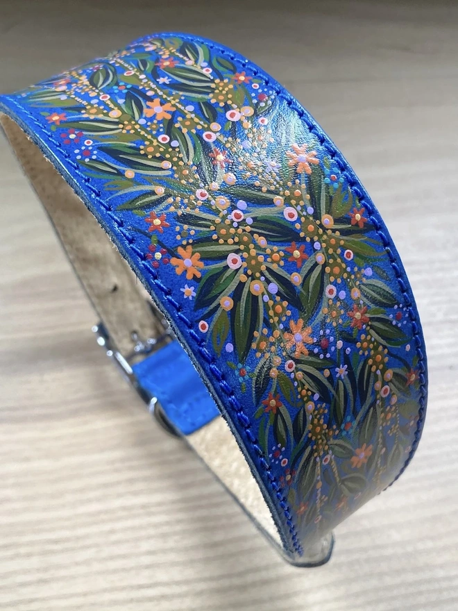 Extra Large Blue Floral Sighthound Collar