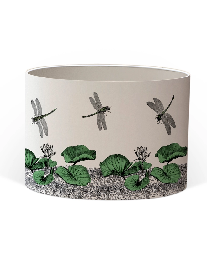 Dragonflies and Waterlilies -  Drum Lampshade