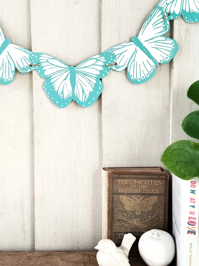 'Flutter' Butterfly Linocut Garland Hand Printed Bunting