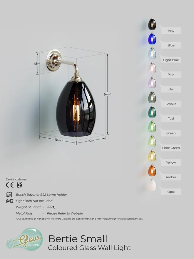 Jules Straight Arm Wall Light Specification Sheet 