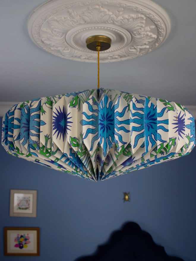 Colourful origami lightshade