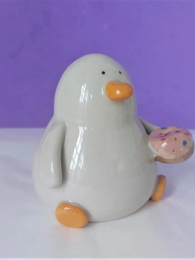 Duncan's Doughnut Duck Ceramic Sculpture