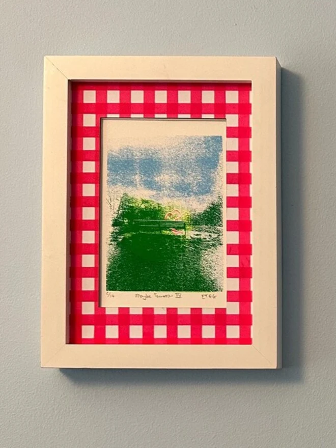 A5 Hand Screen Printed Pink Thick Or Thin Striped Frame