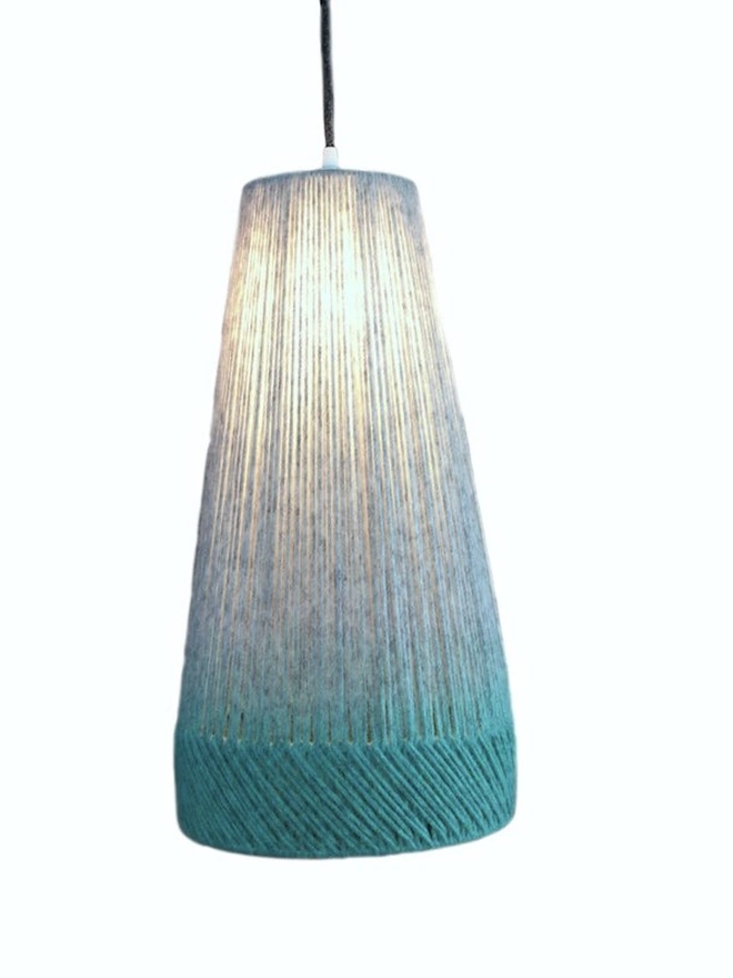 Linear Dip Dyed Portland British wool Pendant Lampshade