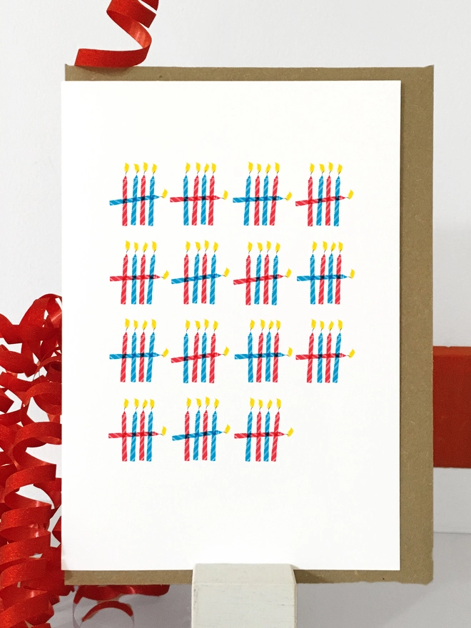 Red And Blue Tally 75th Birthday Card