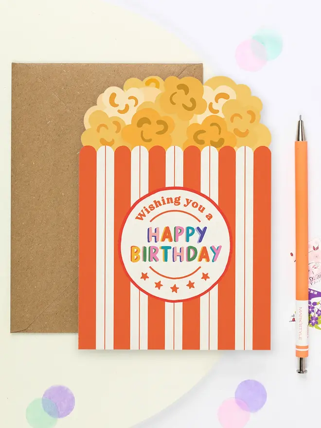 'Wishing You A Happy Birthday' Popcorn Birthday Card