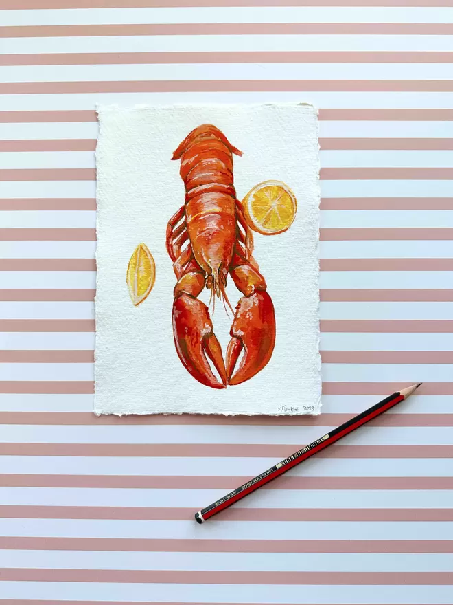 Lobster and lemon original painting 