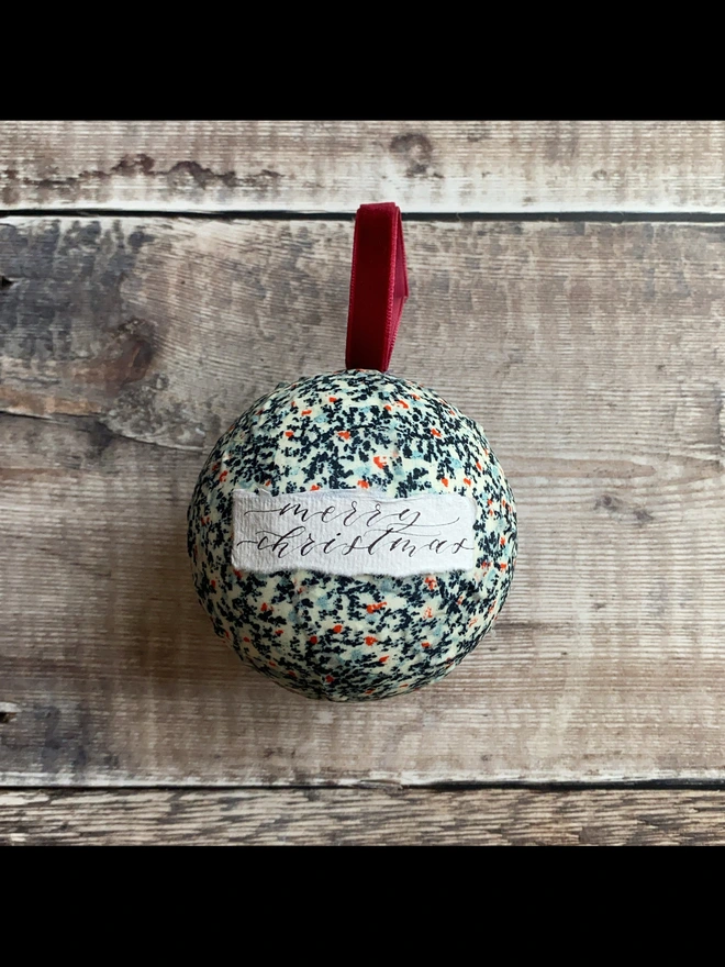 Liberty fabric personalised Christmas bauble