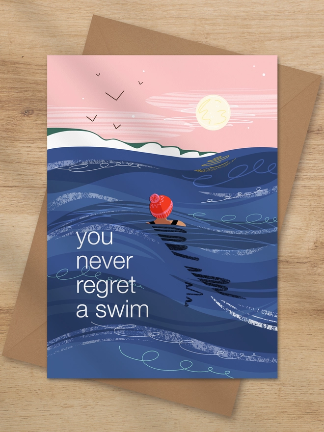 You never regret a swim sea swimming greeting card