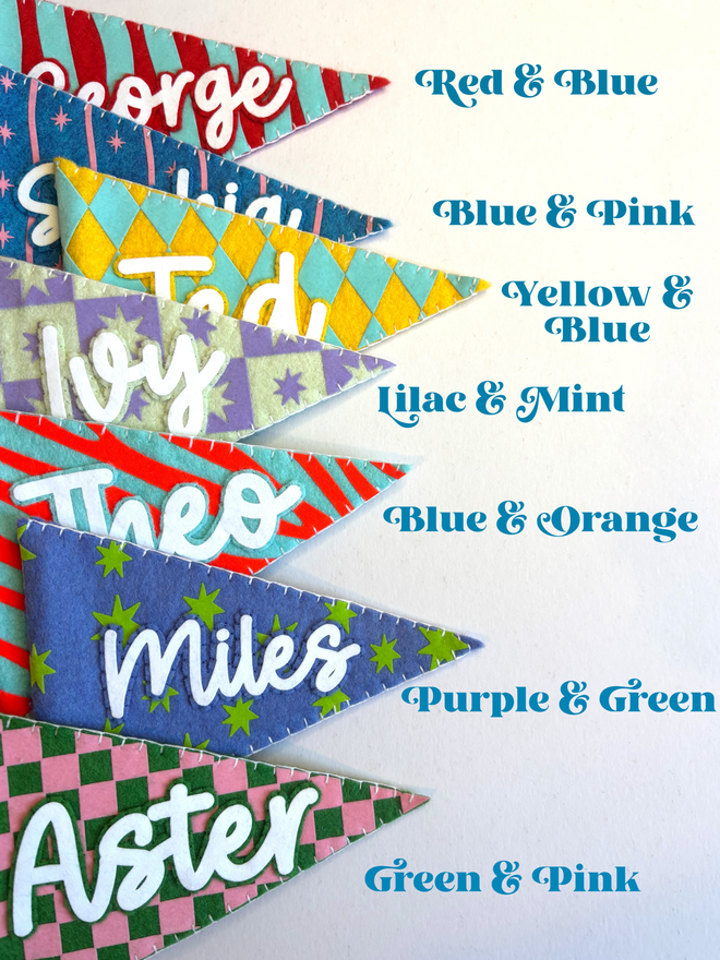 Patterned Pennant Flag Colour Chart 