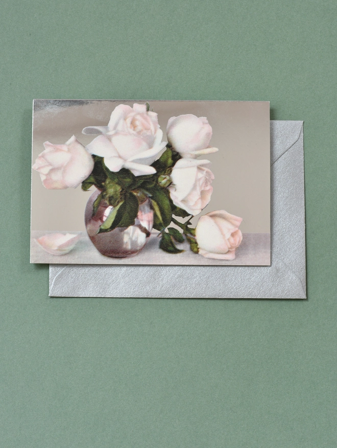 white roses card