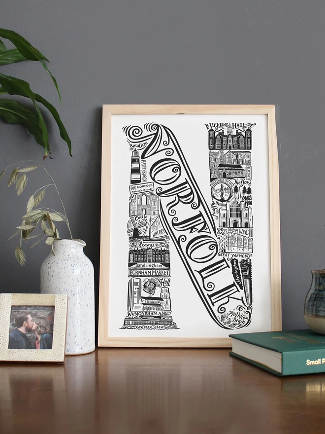 Norfolk monochrome typographic print