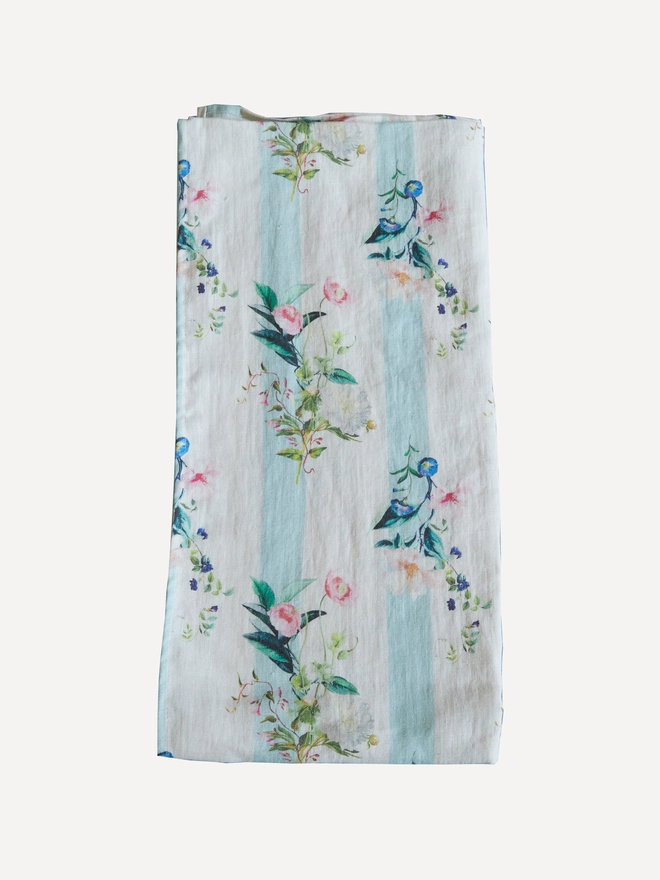 Floral Stripe printed linen runner