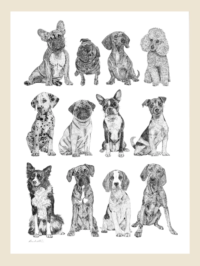 Artwork of the mini dog collection art print