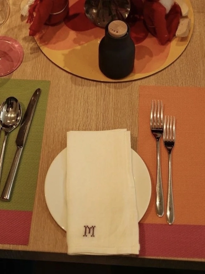 Personalised Cross-Stitch Initial Napkin