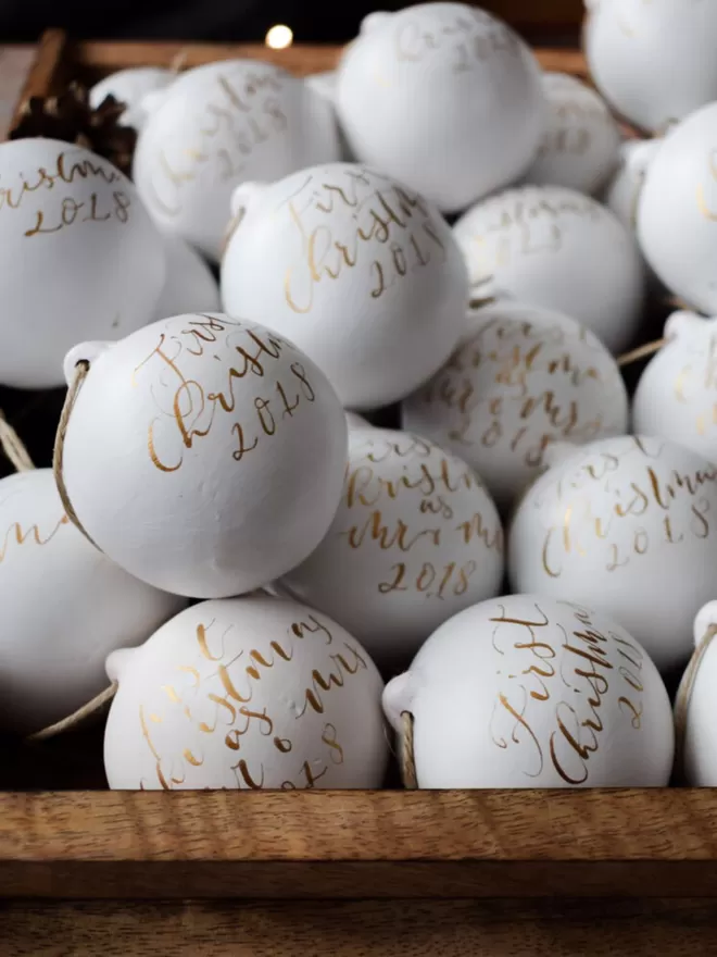 Personalised Calligraphy Christmas Bauble