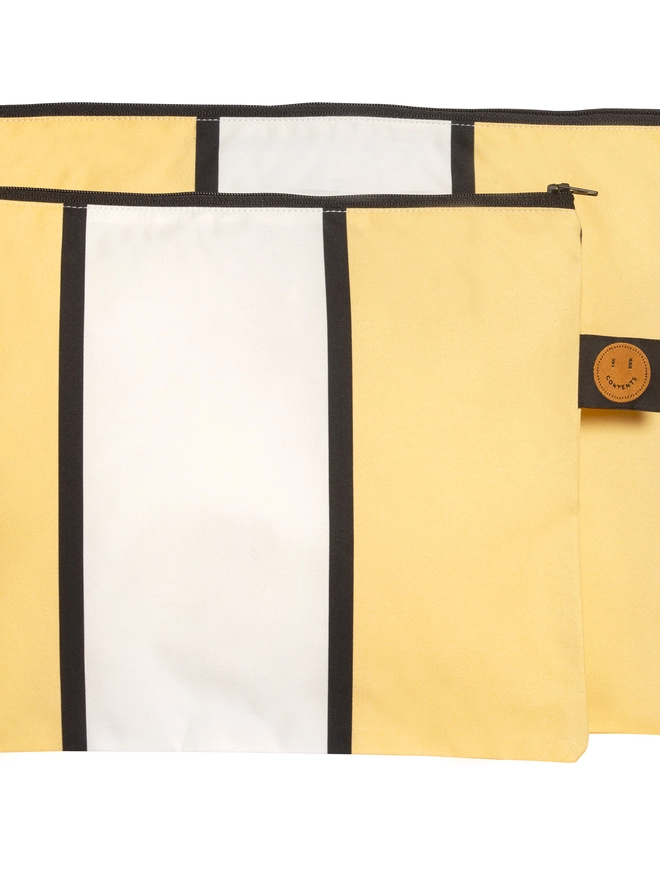 chunky striped zippered pouches in size small and large 