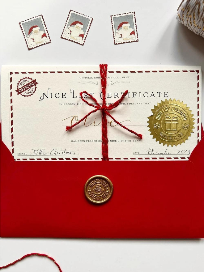 christmas nice list certificate