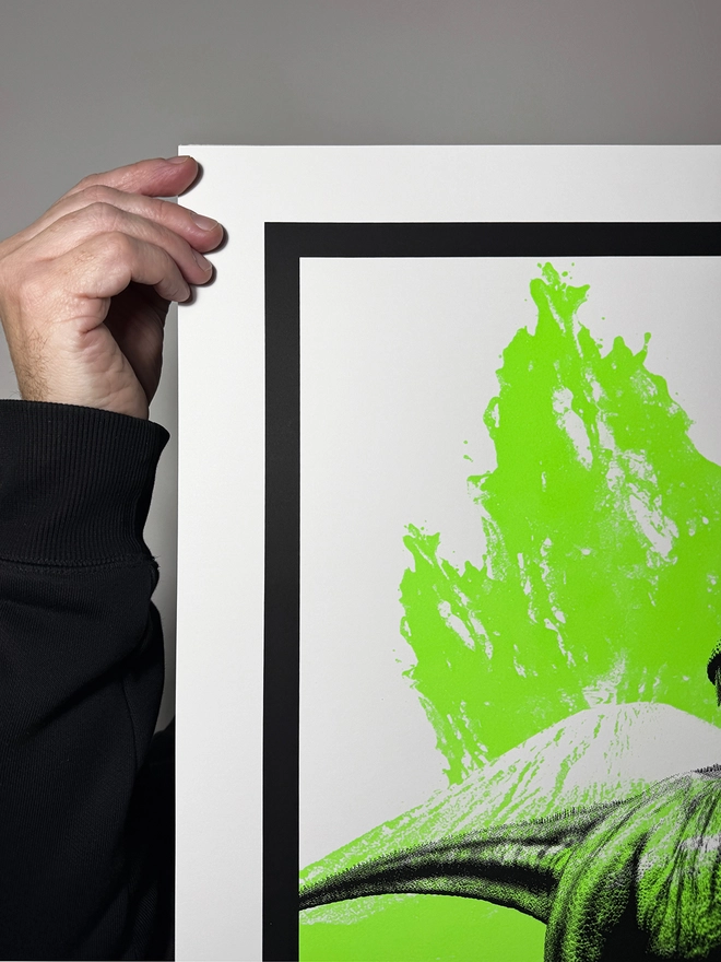 T Rex_Large Screen Printed Poster_Holly and Co_Close up top left