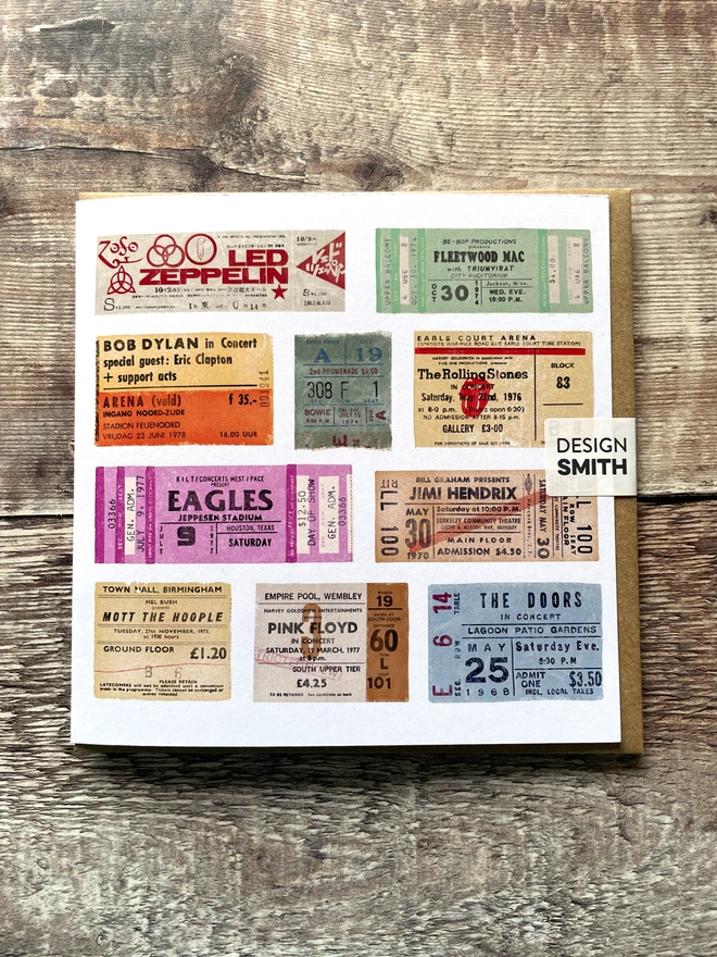 Seventies gig ticket card