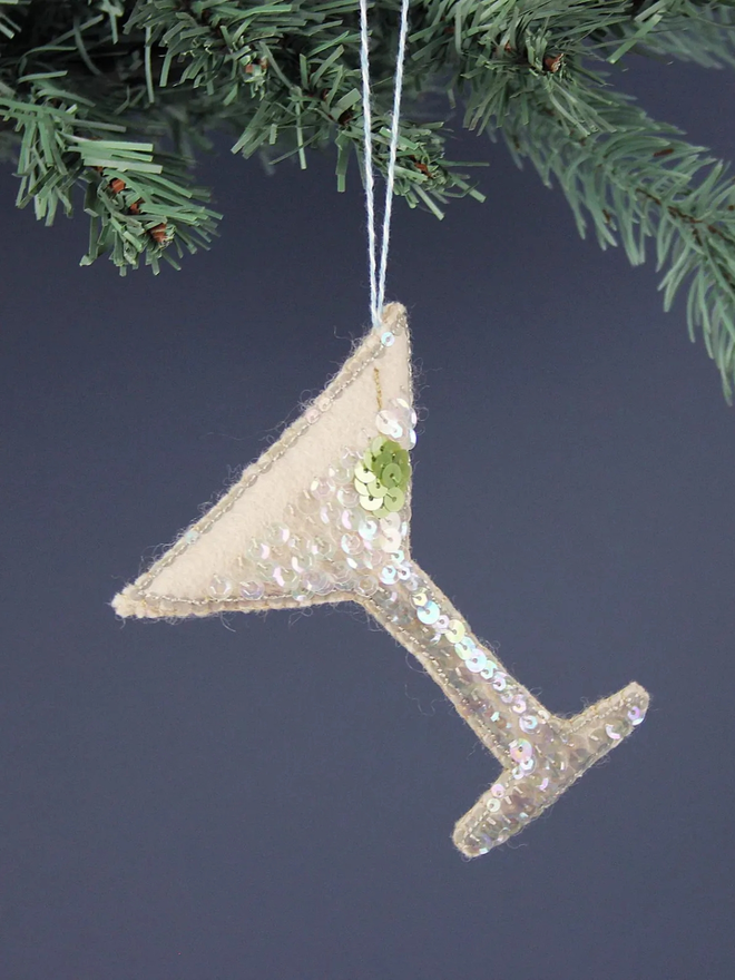 Martini sequin hanging ornament