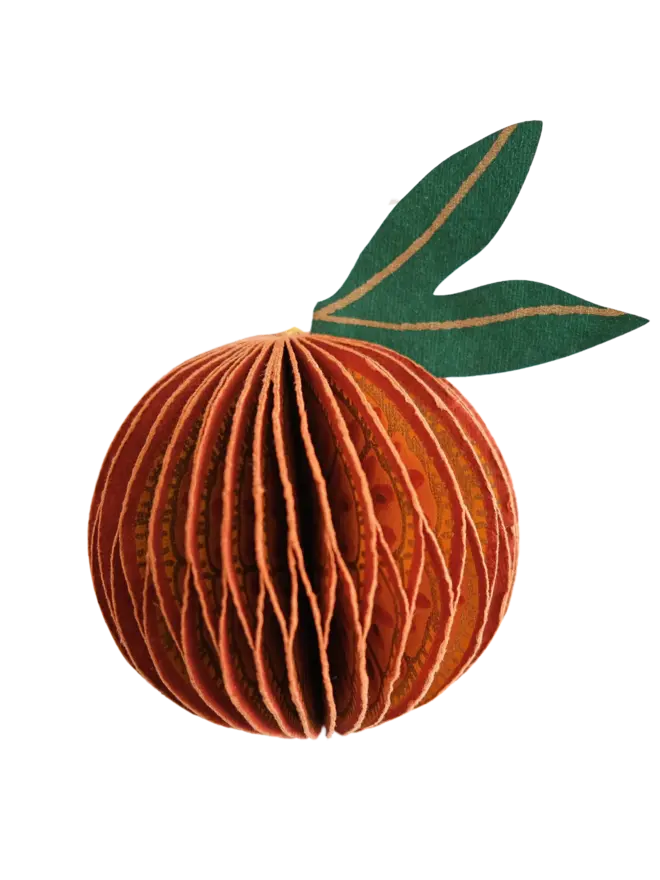 Orange Honeycomb Ornament (Set Of 6)