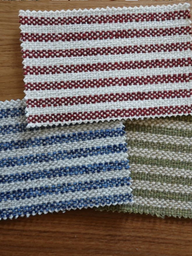 Ticking Stripe Parasol. The fabrics available.