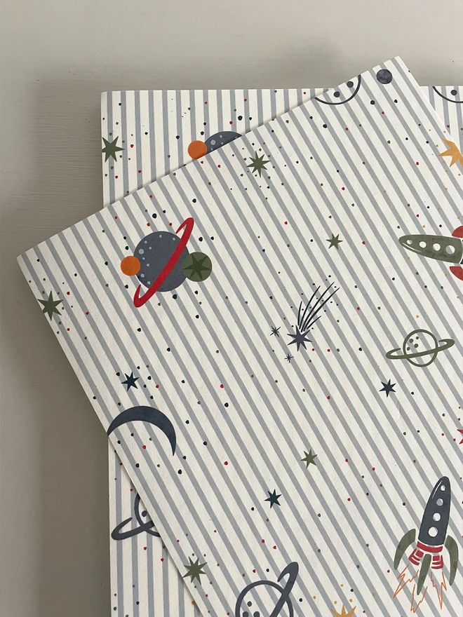 Ducks In A Row To Infinity Space Themed Kids wallpaper A4 Samples Close Up