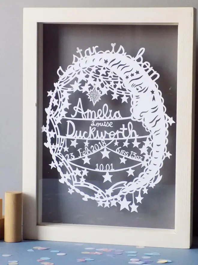 'A Star is Born' New Baby Personalised Papercut
