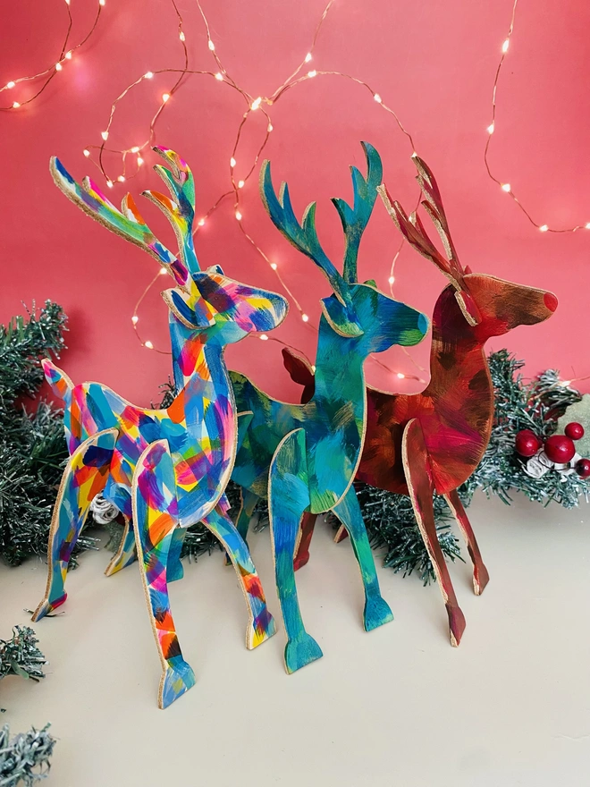 Christmas decorated leather reindeer