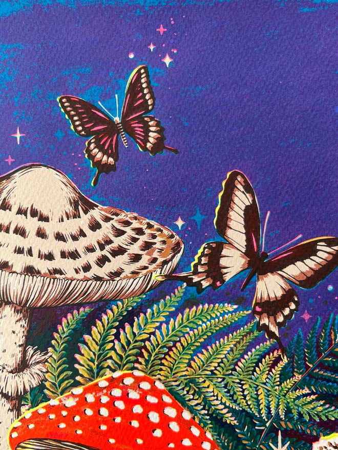 'Planet o' Loveshrooms' Mushroom Screenprint
