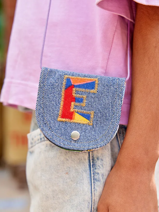 Denim Mini Neck Cord Coin Purse 