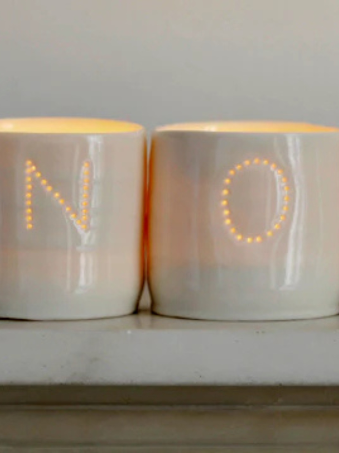 noel letter mini porcelain tealight set