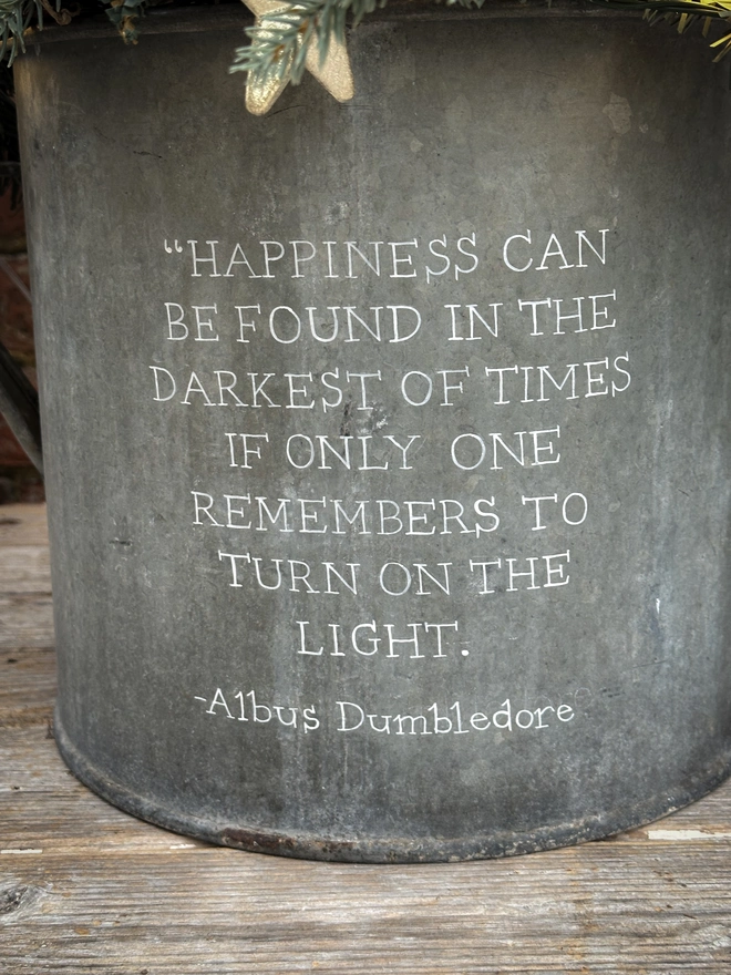 Happiness Quote Hand Painted Christmas Tree Tub