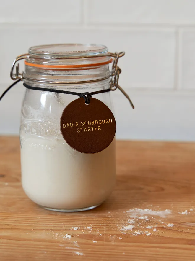 Sourdough starter leather label