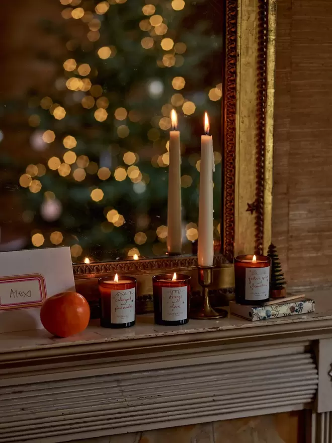 Festive Votive Set of Candles in a cosy setting