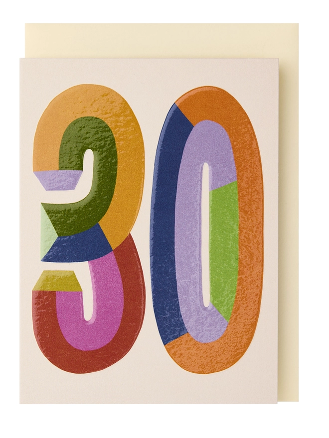 age 30 mini greeting card colour block large 30