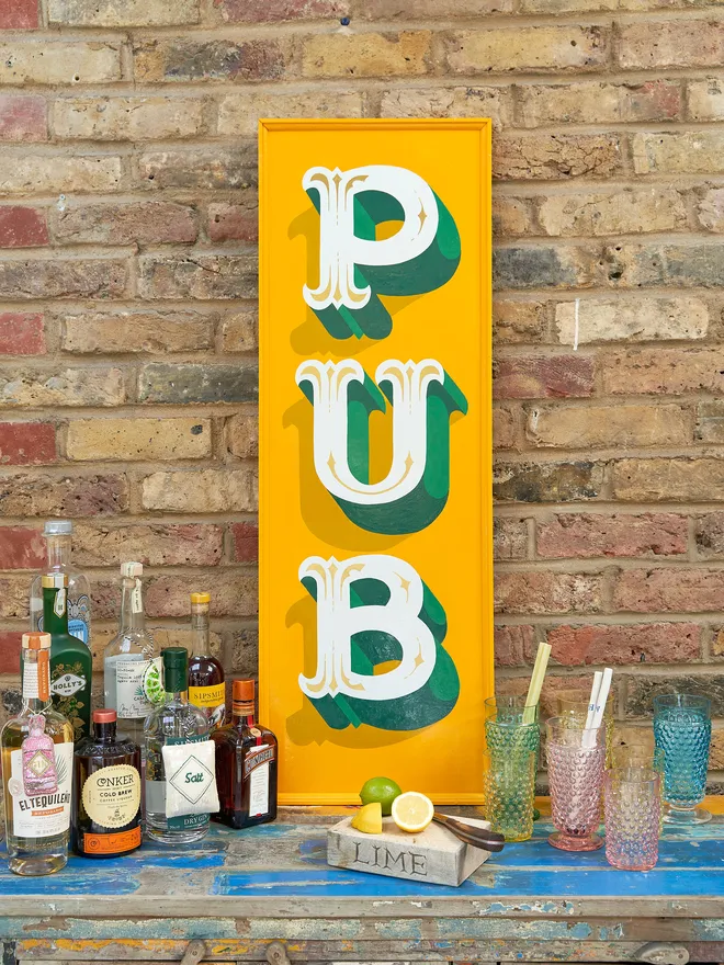 Pub hand painted sign